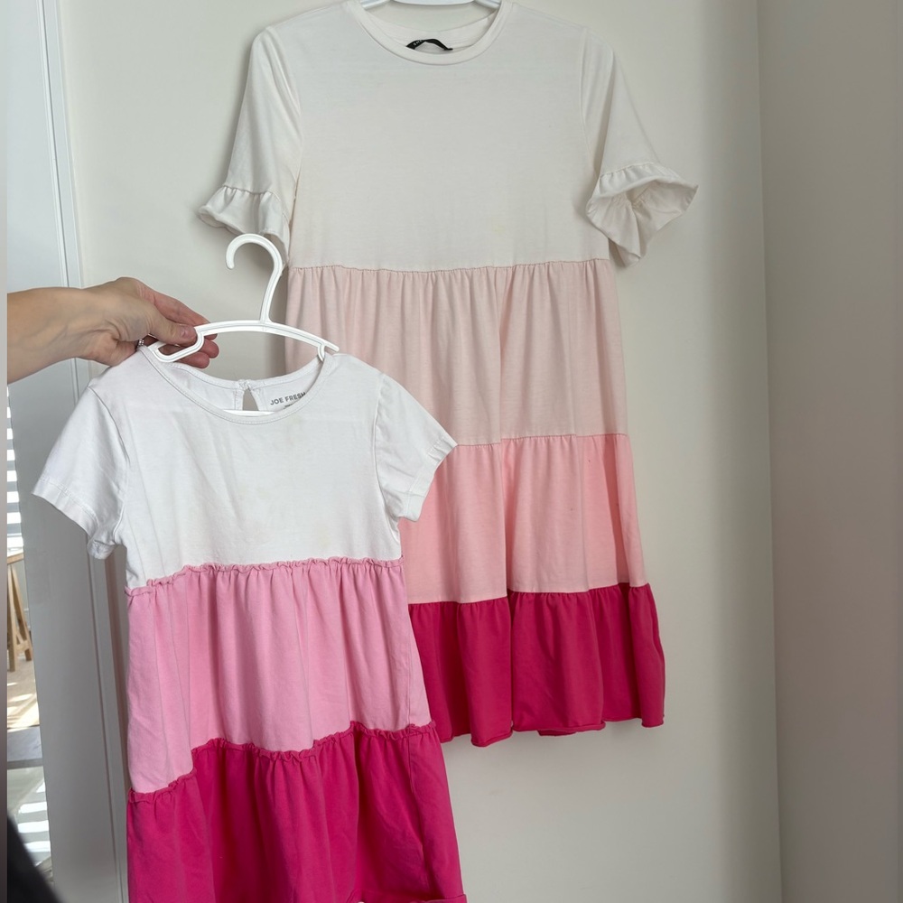 Mommy and Me Matching Pink and White Dresses Family Matching Spring Dress - Picture 2 of 2